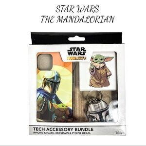 NIB Star Wars Mandalorian Apple iPhone 12 Phone Case Tech Accessory Bundle.